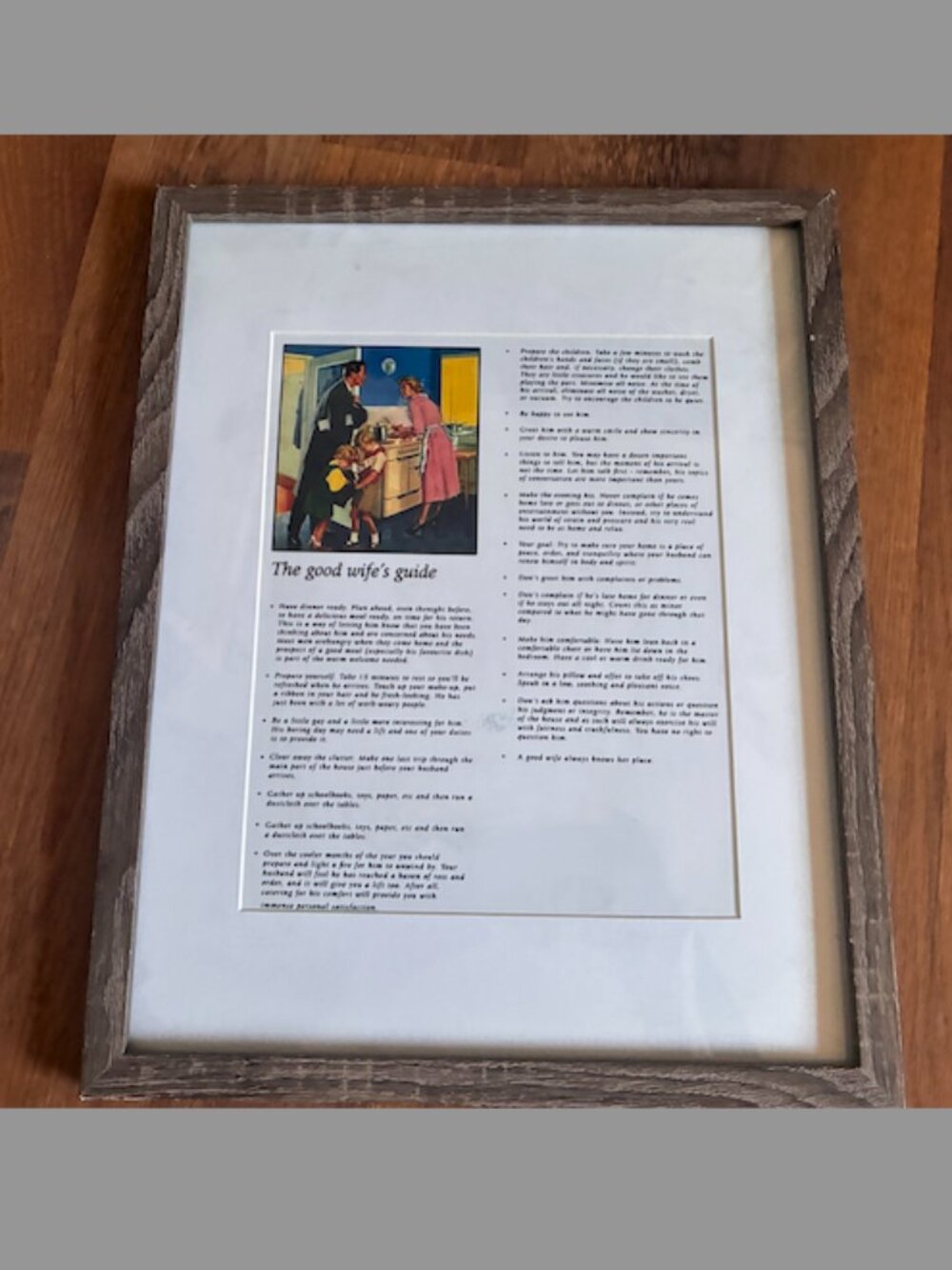 Framed 1955 Good Wife's Guide